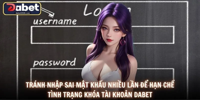 Tránh nhập sai mật khẩu nhiều lần để hạn chế tình trạng khóa tài khoản DABET